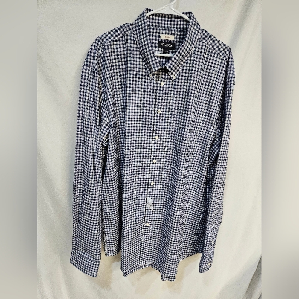 Jos. A Bank Mens Slim Fit Collection 3XLT Button Up White Blue Striped Shirt
